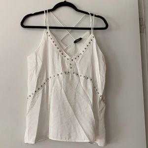 Vici Dolls White studded lined tank size small